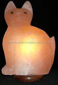 Sian Enterprises Lampe au sel de l'Himalaya en forme de chat écologique avec base de sel sculptée pour la décoration de la maison Feng Shui - Product Image 3