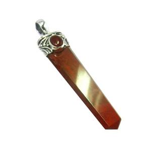 Pendentif crayon en jaspe rouge en argent sterling 925 massif Style vintage bijoux fins en pierres précieuses pour les chrétiens - Product Image 1