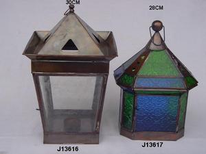 Bougeoir en fer hexagonal lanterne décoration de la maison avec finition en cuivre et métal PC en verre uni pour boîte de salon emballée - Product Image 3