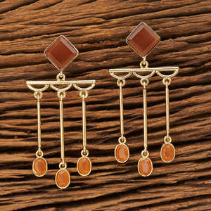 Indo Western Boucle D'oreille À La Mode avec placage d'or 9487 Marron - Product Image 1