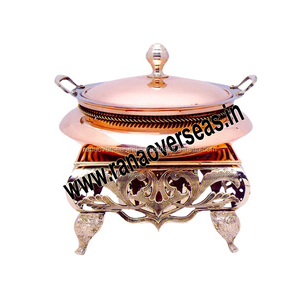 Vente d'usine Buffet chauffe-plats chauffe-plats forme ronde plat de service en cuivre pour les fêtes de mariage et d'événements - Product Image 3