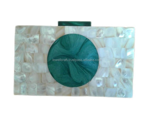 Indian White marbled resin acrylic <b>box</b> clutch bag purse - Product Image 6