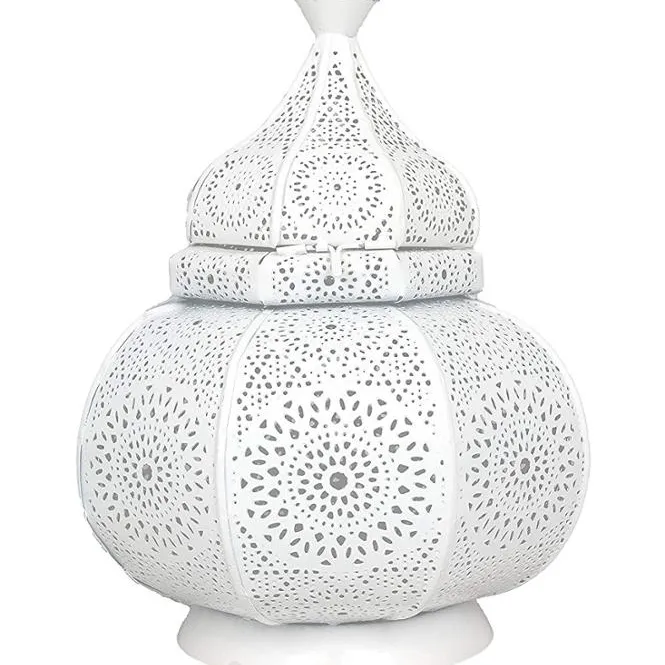Marrocos lanterna luzes vintage 30cm branco grande | jardim oriental ao ar livre lanternas para velas como decorações