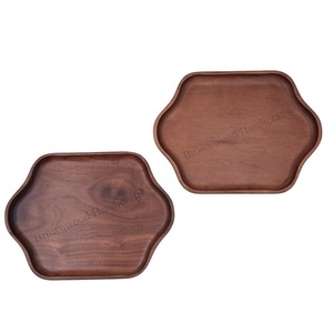 Premium Acacia Wood Serving <b>Tray</b> Set of 2 Custom Wooden Food <b>Tray</b> for Hotels Restaurants Home Kitchen <b>Office</b> Party Use - Product Image 1