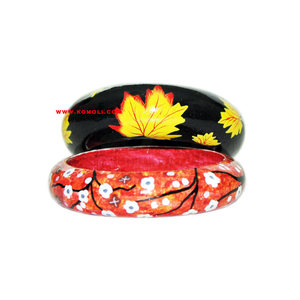 Pulseras de Madera Pintadas a Mano de Diseño Indio, Joyería Pintada en Varios Colores, Pulseras de Madera Personalizadas - Product Image 3