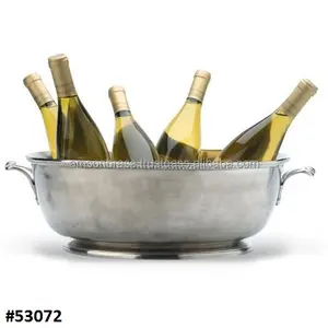 Balde de gelo em alumínio fundido para bebidas, balde de vinho champanhe, refrigerador de mesa com acabamento prateado