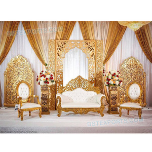 จัดงานแต่งงานที่สวยงามสีทองแผนกต้อนรับเวทีเวทีอินเดียเวทีแต่งงานฮินดู - Product Image 1