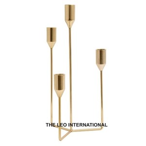<b>Cheap</b> Price Glossy Stainless Steel Metal <b>Candle</b> Holder Creative Unique Shape Four in One <b>Candle</b> Holder - Product Image 1