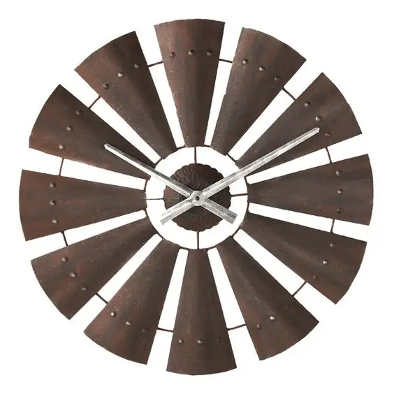 Galvanized Brown Antique Handmade Home decorative round iron compass wall art for clock metal wall arts for living room
