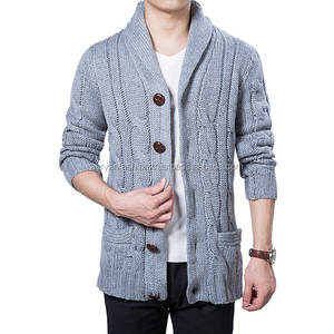 Suéter de Punto para Hombre, Abrigo de Invierno, Manga Regular, Talla Grande, Antiencogimiento, Diseño a Cuadros, Cuello Mao Grueso - Product Image 2