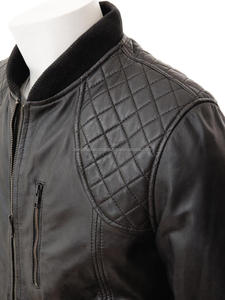 Chaqueta Bomber de Cuero Negra para Hombre, Diseño Nuevo, para Otoño e Invierno, Forro Personalizable - Product Image 4