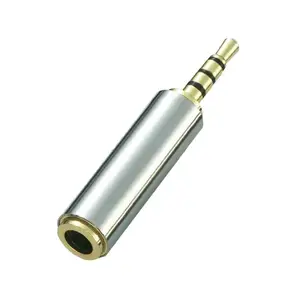 2.5mm TRRS Masculino para 3.5mm Feminino Adaptador de Áudio Banhado A Ouro Auxiliar Plug Splitter 3 Anel Jack Suporte Conversor