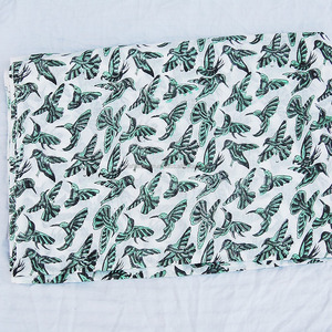 Handmade Lightweight <b>White</b> <b>Voile</b> Cotton Fabric Sanganeri Bird Block Print Organic Eco-Friendly Indian Craft Home Girls Boys - Product Image 6