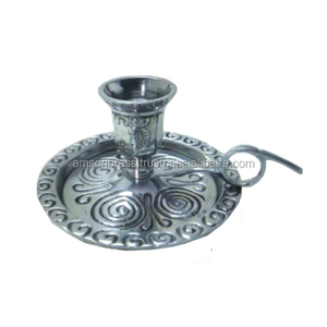 Round Shape Nickle Plated <b>Candlestick</b> Holder Decorative Metal Chamber Stick Small Metal Chamber Stick Chamberstick - Product Image 4