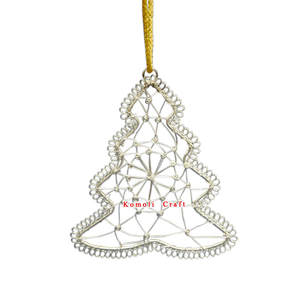 <b>Silver</b> Christmas <b>Ornament</b> Tree Design Flat Metal Christmas <b>Ornaments</b> Christmas Decorations - Product Image 1