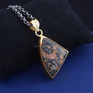 Pendentif en pierre précieuse jaspe de dinosaure fait à la main Design à la mode plaqué or pendentifs fins et breloques produit en vrac - Product Image 1