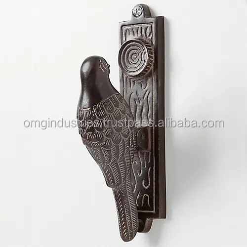 OMG Industries woodpecker knocker ประตูโบราณแหวนหัวสิงโตสัตว์แบบดึงสีดำที่เคาะประตู