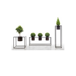 Ensemble de 3 jardinières intérieures/extérieures enduites de noir support nouvel état décor de jardin Kit de Pots de fleurs/plantes salon chambre couloir - Product Image 1