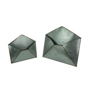 Soporte organizador de correo de metal galvanizado rústico vintage estante de almacenamiento de revistas de diseño colgante con soporte de etiqueta frontal Juego de 2 - Product Image 1