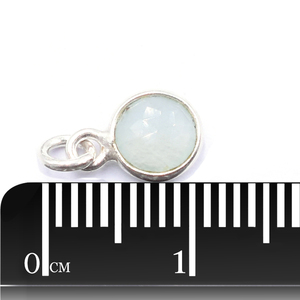 Aquamarine Round Shape 925 Sterling Silver Bezel Silver Plated Pendant Handmade Jewelry Making - Product Image 2
