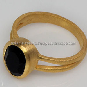 Bagues en onyx noir en argent sterling 925, magnifiques bijoux faits à la main plaqués or, tendance - Product Image 1