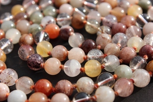 Collar con cuentas de Cuarzo rutilado de piedra Natural, collar de Yoga Mala hecho a mano con cuentas de artista indio, 108 cuentas - Product Image 3