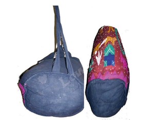 Lowellcraft Bohemian Hip-Hop Cotton <b>Drawstring</b> <b>Backpack</b> with Geometric Pattern for Travel Female Softback Bag Air Cushion Belt - Product Image 3