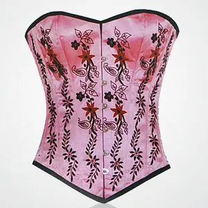 COSH CORSET Overbust Steelboned Waist Training Pink Satin Embroidered Corset Wedding And Party Wear Satin Corset Vendors