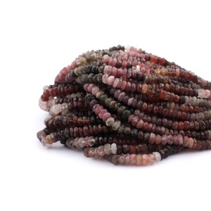 Perles de fabrication de bijoux en pierre précieuse multi-tourmaline naturelle, facettes rondes de 4 à 4,5 mm, brin de 13 pouces - Product Image 1