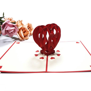 การ์ดแต่งงานป๊อปรูปหัวใจสีแดง3D การ์ดแสดงผลความรักพร้อมหัวใจขนาดเล็กกล่องกระดาษงานฝีมือผลิตภัณฑ์บัตรของขวัญ - Product Image 1