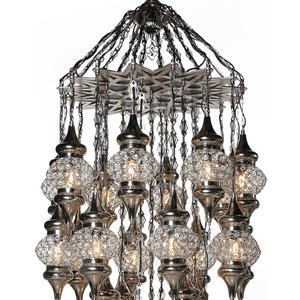 โคมไฟระย้าดีไซน์หรูหราสีเงินสไตล์ตุรกี ทำจากเหล็ก แก้ว คริสตัล และหิน รุ่นที่ 2 ขนาด 25 ดวง ประหยัดพลังงาน 110-240V มาตรฐาน CE - Product Image 3