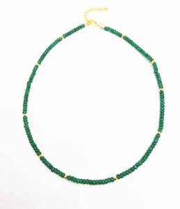 Collier en perles rondes facettées en onyx vert et pyrite dorée de 3 à 4 mm, fait à la main, en argent sterling 925, unisexe/enfants/femmes, cadeau - Product Image 1