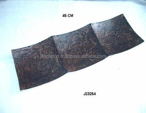 Nouvel arrivage Plateau en aluminium à trois compartiments avec plateau de service en cuir émaillé imitation alimentaire Plateau de service fait à la main - Product Image 2
