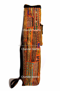 Banjara Unisex Vintage Hand Embroidered Yoga Mat <b>Bag</b> Ethnically Styled Patchwork Logo Decoration Portable with <b>Leather</b> Strap - Product Image 3