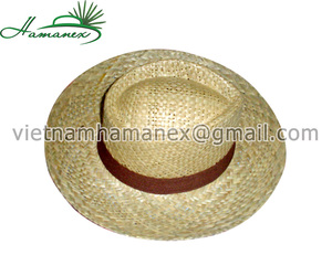 Sombreros de paja estilo Fedora de algas marinas naturales hechos a mano Diseño simple de vaquero - Product Image 1