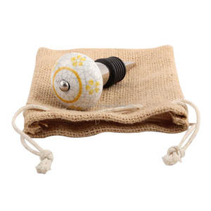 Venta al por mayor hecho a mano tradicional Floral amarillo crujido de vino de cerámica de utensilios de cocina de la boda playa decoración WBS-502 - Product Image 5