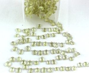 Sterling Silver Lemon Quartz Gemstone Pear & <b>Heart</b> <b>Shape</b> Sparking 5-8mm Wire Wrapped Attractive Gift Rosary Chain High Quality - Product Image 4