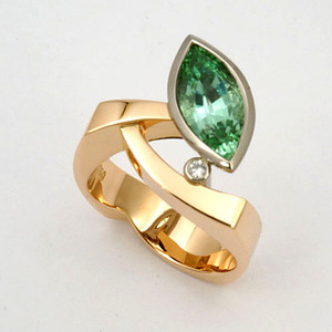 Bague de fiançailles diamant taille marquis blanc vert 925 argent sterling massif superbe bijoux CZ cadeau femmes filles occasion de mariage - Product Image 1