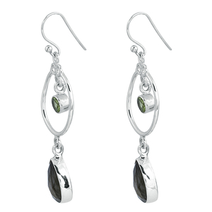925 <b>Sterling</b> <b>Silver</b> Dangle <b>Earrings</b> with Pear Shape Peridot Gemstone Garnet for Wedding Party or Gift - Product Image 2