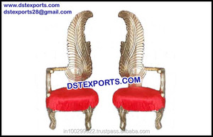 Chaises de mariage Pour La Mariée et Le Marié Plaqué Or Chaises De Mariage Feuille Conçu Ensemble de Chaise pour Fête - Product Image 5