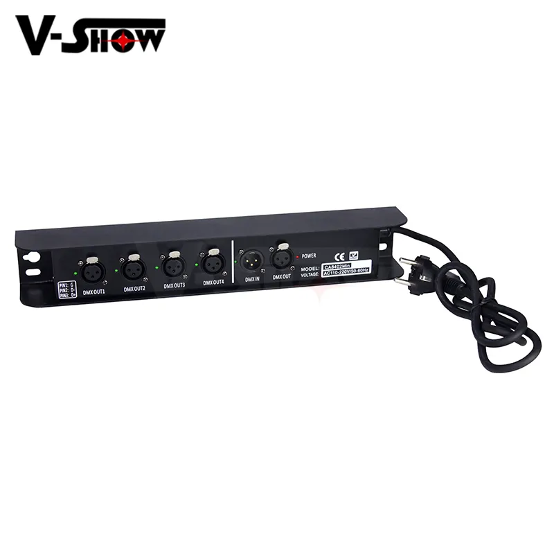 Trasporto libero da Euro Vshow Dmx controller 4 Porta DMX Splitter 512x4 di uscita per Dj Della Discoteca Della fase di Controllo di illuminazione