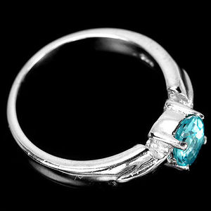 WINSOME NATUREL PARAIBA BLEU APATITE OVALE STERLING BAGUE EN ARGENT 925 TOUTES TAILLES - Product Image 2