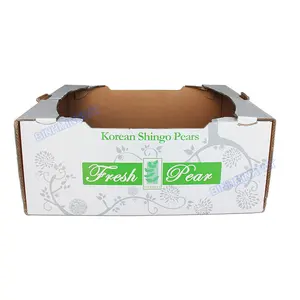 White Corrugated Fresh Pear Packing Boxes Fruit Cartons Manufacturer Paper BMP-CARTON Accept Flexo Printing Customer's Logo CMYK