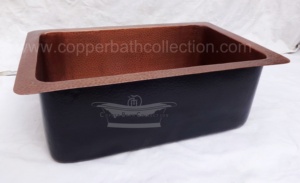 Venta caliente de un solo tazón debajo del delantal de montaje Fregadero de cocina de cobre antiguo martillado frontal con grifo - Product Image 3