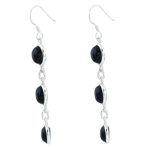 Boucles d'oreilles pendantes en argent sterling 925 de forme ronde de sable bleu Bijoux Boucles d'oreilles plaquées argent à la mode pour femmes. - Product Image 2