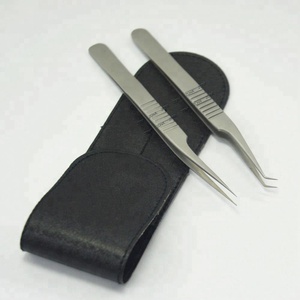 Pince à cils antidérapante de haute qualité pince à épiler d'extension de faux cils en acier inoxydable avec logo personnalisé en gros - Product Image 3