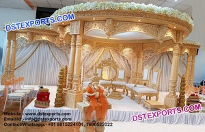 Mariage hindou doré Mandap Fidji fibre sculpté Mandaps magnifique décoration de mariage indien Mandap mariage royal Mandap australie - Product Image 3