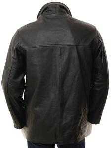 Veste d'hiver frigorifique sur mesure pour hommes et femmes en cuir noir avec fourrure de mouton - Product Image 2