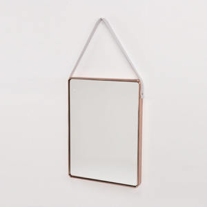 Espejo colgante de entrada de forma redonda con cinturón de cuero - Product Image 4