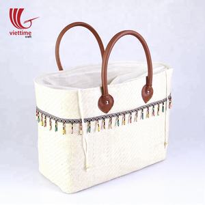 Elegante bolso blanco para mujer hecho de hoja de palma Natural - Product Image 3